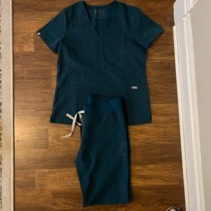 Small Figs Teal Scrubs set